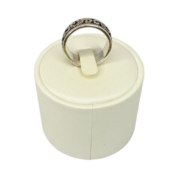 VTG Wheeler Sterling Silver Swirl Band Ring SZ 8.5 925 Diamond Cut Oxidized Mens - Picture 4 of 16